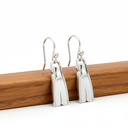 Dive Fin Drop Earrings – Diver’s Collection – Sterling Silver - Big Blue