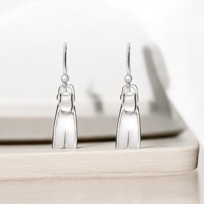 Dive Fin Drop Earrings – Diver’s Collection – Sterling Silver - Big Blue