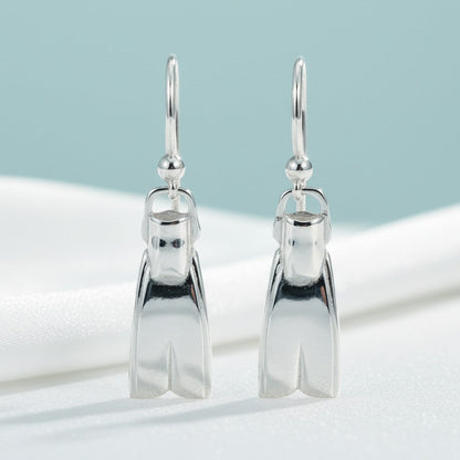 Dive Fin Drop Earrings – Diver’s Collection – Sterling Silver - Big Blue
