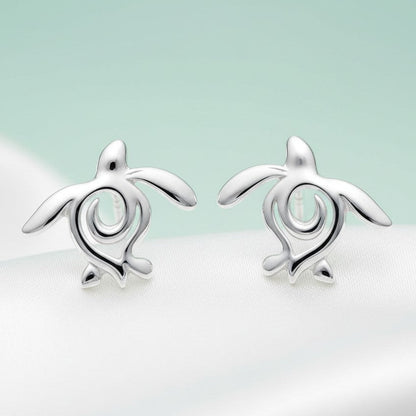 Sea Turtle "Honu" Post/Stud Earrings – Ocean Traveler Collection – Sterling Silver - Big Blue