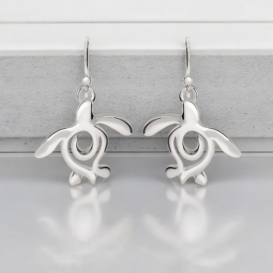 Sea Turtle Earrings Sterling Silver- Turtle Gifts for Women, Honu Turtle Drop Earrings, Gifts for Turtle Lovers, Sea Life Jewelry - Big Blue
