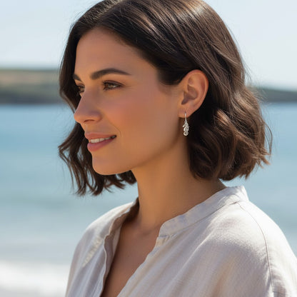 Seahorse Drop Earrings – "Polo" - Sterling Silver - Big Blue