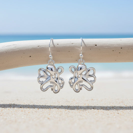 Octopus Drop Earrings – "Leggs" - Sterling Silver - Big Blue