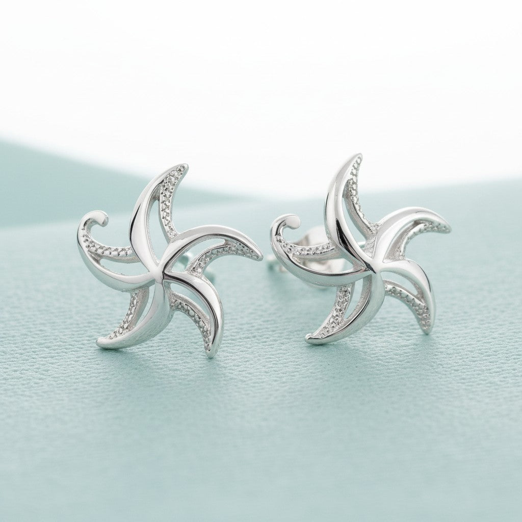 Starfish Post/Stud Earrings – "Starry" – Sterling Silver - Big Blue