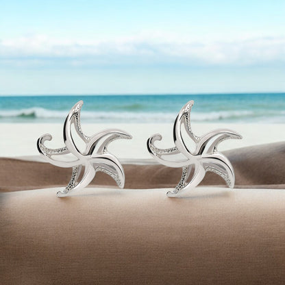 Starfish Post Earrings Sterling Silver- Small Sea Star Earrings, Small Starfish Stud Earring Charms, Sea Star Jewelry Sterling Silver - Big Blue