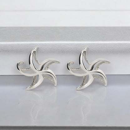 Starfish Post Earrings Sterling Silver- Small Sea Star Earrings, Small Starfish Stud Earring Charms, Sea Star Jewelry Sterling Silver - Big Blue