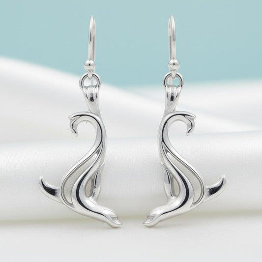 Sea Lion Drop Earrings –  "Salty" - Sterling Silver - Big Blue