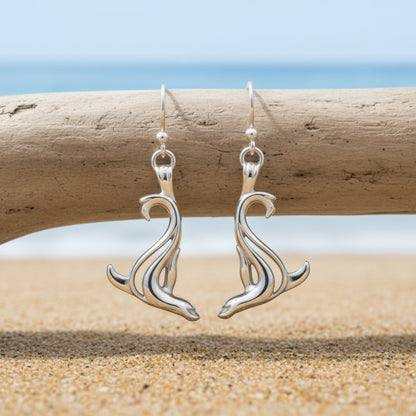 Sea Lion Drop Earrings –  "Salty" - Sterling Silver - Big Blue