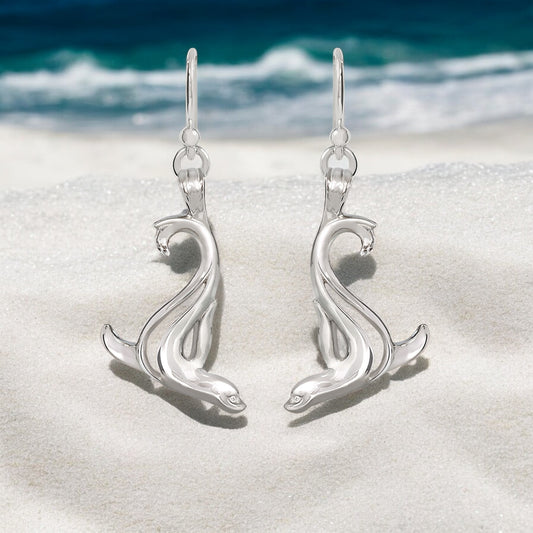 Sea Lion Earrings Sterling Silver- Sea Lion Drop Earrings for Girls, Sea Lion Dangle Earrings Sterling Silver, Beachy Earrings - Big Blue