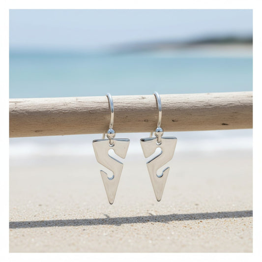 Line Arrow Drop Earrings – Cave Diving Collection - Sterling Silver - Big Blue