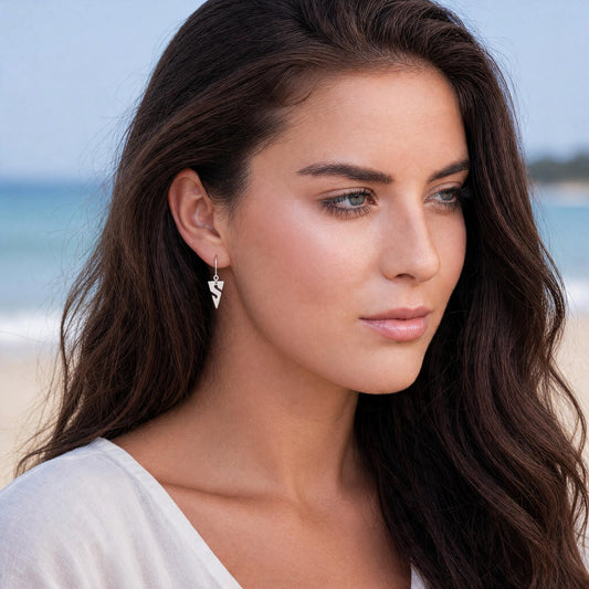 Line Arrow Drop Earrings – Cave Diving Collection - Sterling Silver