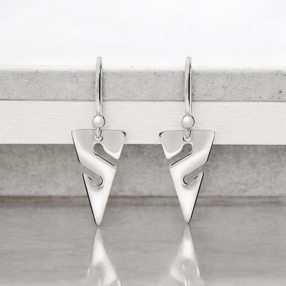 Line Arrow Sterling Silver Drop Earrings- Earrings for Scuba Divers, Cave Diver Line Arrow Sterling Silver Drop Earrings - Big Blue