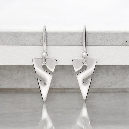 Line Arrow Sterling Silver Drop Earrings- Earrings for Scuba Divers, Cave Diver Line Arrow Sterling Silver Drop Earrings - Big Blue