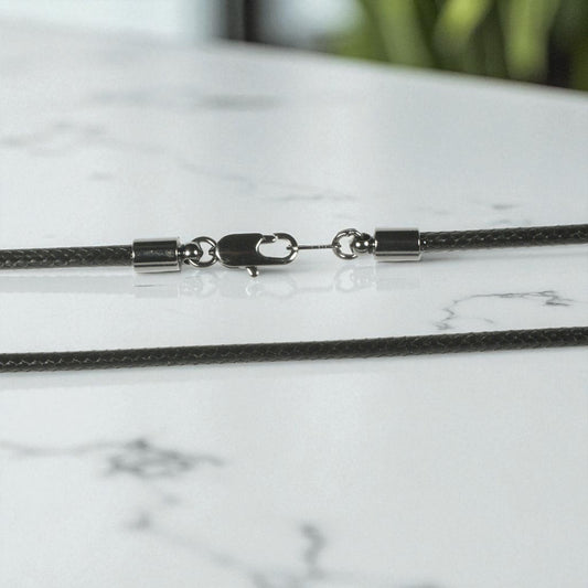 Smooth Cotton Cord with  Black Finish Clasp - 3mm - Big Blue