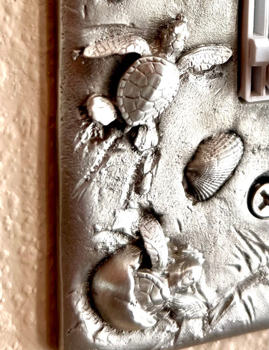 Sea Turtle Double Switch Plate, Beachy Home Décor Turtle Switch Plate, Marine Life Sea Turtle Light Switch Cover, Beachy Switch Plate - Big Blue