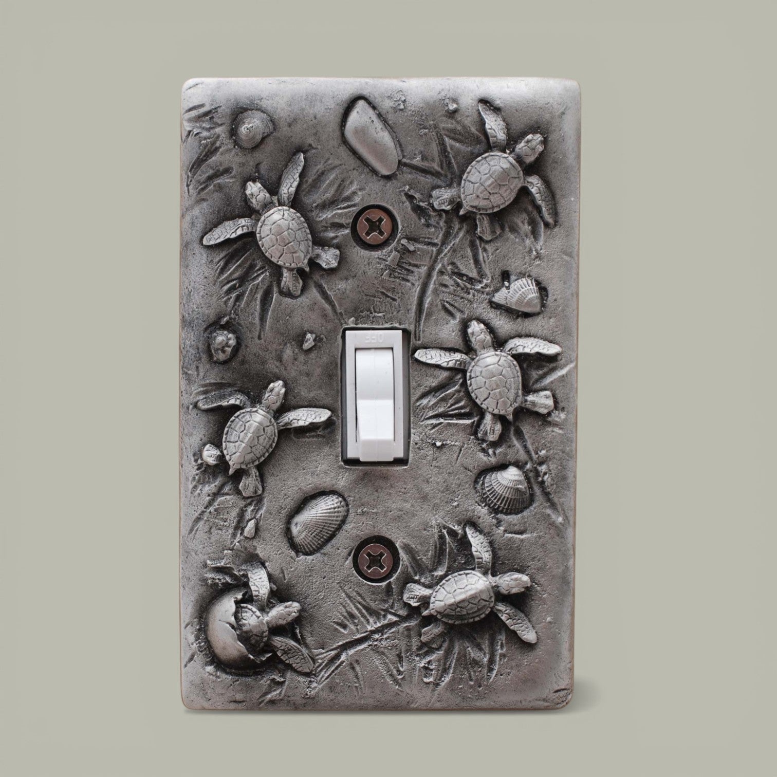 Sea Turtle Hatchlings Single Switch Plate –  Pewter - Big Blue