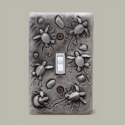 Sea Turtle Hatchlings Single Switch Plate –  Pewter - Big Blue