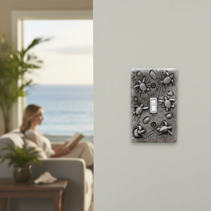 Sea Turtle Hatchlings Single Switch Plate –  Pewter - Big Blue