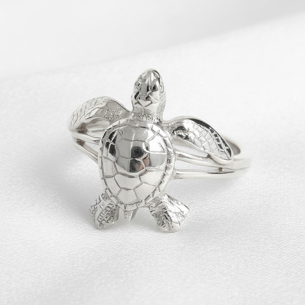 Sea Turtle Hatchling Ring - Sea Life Collection - Sterling Silver Success - Big Blue