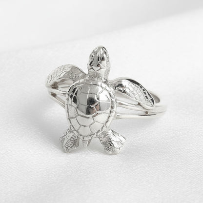 Sea Turtle Hatchling Ring - Sea Life Collection - Sterling Silver Success - Big Blue