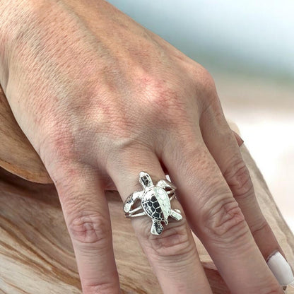 Sea Turtle Hatchling Ring - Sea Life Collection - Sterling Silver Success - Big Blue