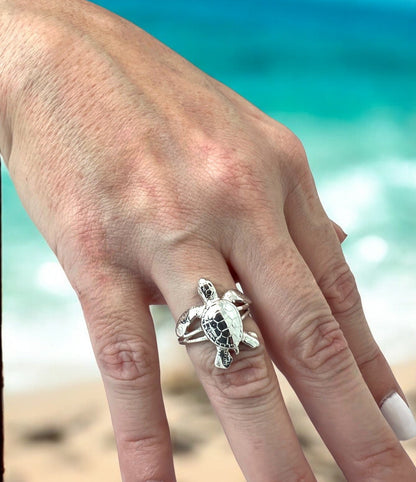 Turtle Ring, Sterling Silver Turtle Ring- Baby Hatchling Sterling Silver Ring, Rings for Scuba Divers - Big Blue