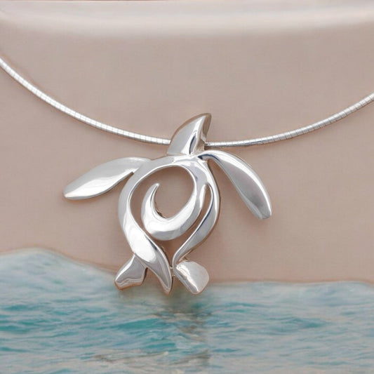 Sea Turtle Necklaces Sterling Silver- Turtle Gifts for Women, Honu Turtle Necklaces, Gifts for Turtle Lovers, Turtle Charms, Sea Life Jewelry - Big Blue