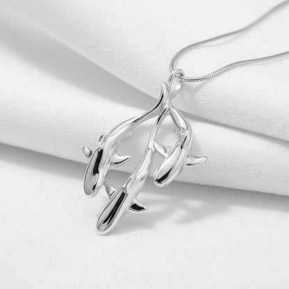 Big Blue by Roland St John sterling silver triple grey reef shark pendant necklace, Ocean In Motion Collection.