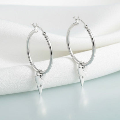 Big Blue by Roland St John sterling silver hoop earrings with sculpted line arrow charms, inspired by cave diving.