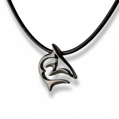 Big Blue by Roland St John Frenzy shark pendant necklace with jet black finish on black cord.