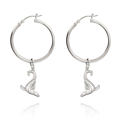 Big Blue by Roland St John sterling silver hoop earrings featuring a playful sea lion charm.