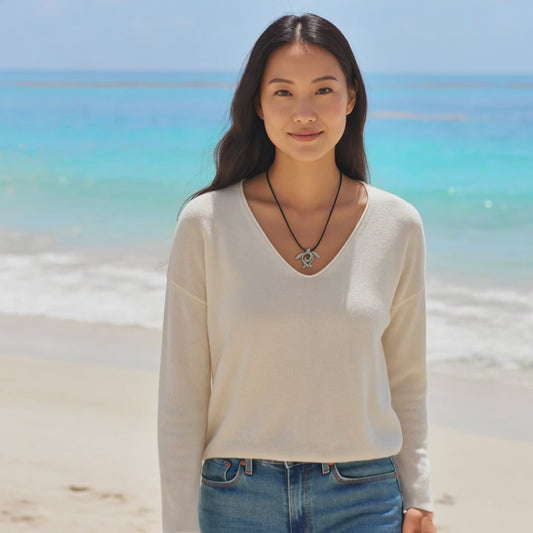 Sea Turtle Necklace – Ocean Traveler Collection - Recycled Pewter on Cotton Cord