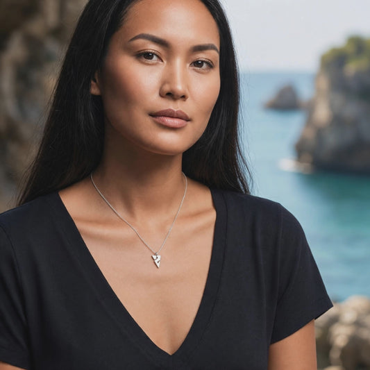 Mini Line Arrow Necklace – Cave Diving Collection - Sterling Silver on Magic Cable Chain