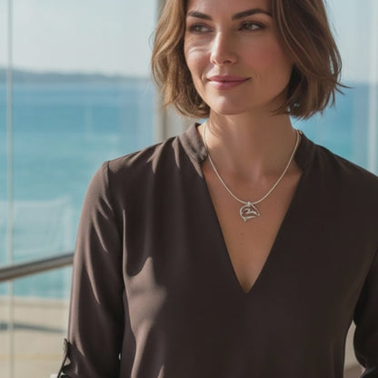 Reef Shark Necklace - "Frenzy" Sterling Silver