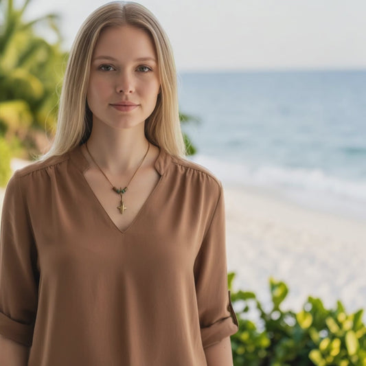 Large Reef Shark Necklace - Shoreline Collection - Bronze on Cord
