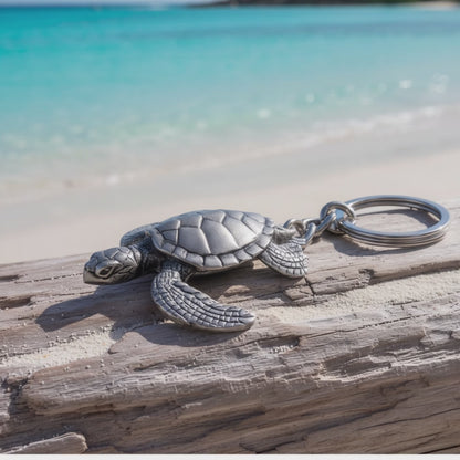 Sea Turtle Keychain – Sea Life Collection – Pewter