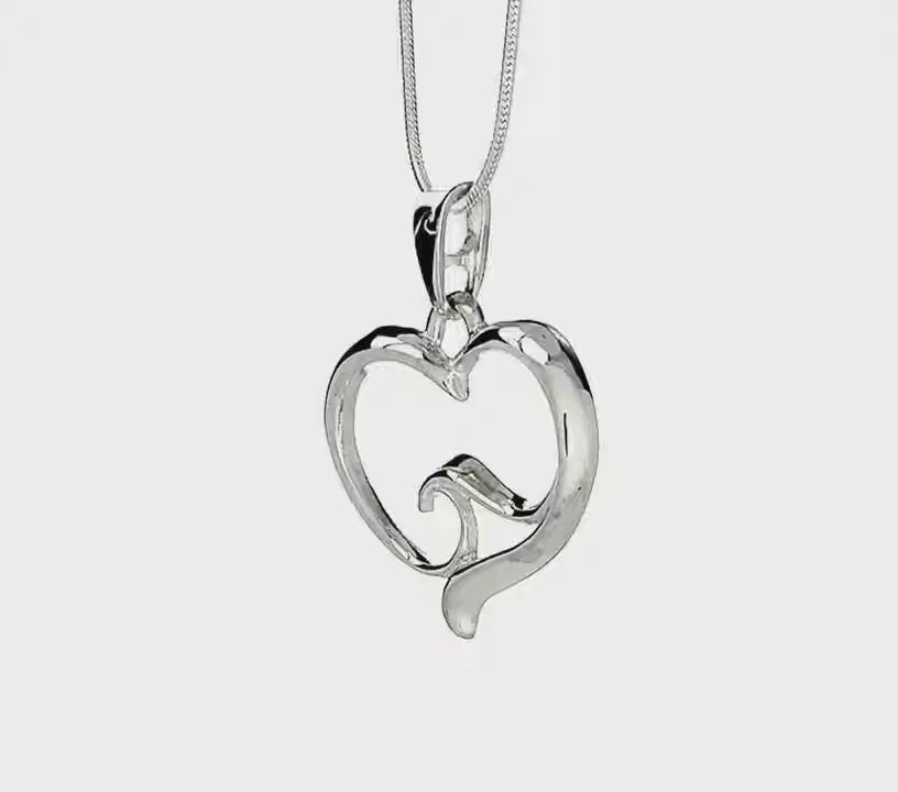 Pendant and Necklace – Ocean Wave Heart Collection