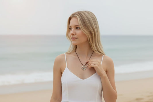 Pendant and Necklace – Ocean Wave Heart Collection – Bronze on Cord