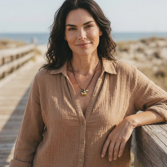 Baby Sea Turtle Necklace – "Hope" Hatchling – Bronze on Cord