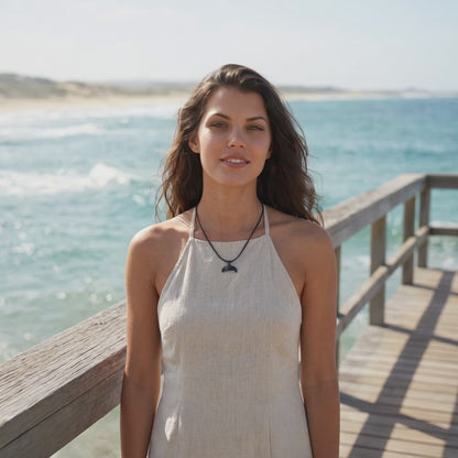 Whale Tail Fluke Necklace – Sealife Collection - Jet Black Finish