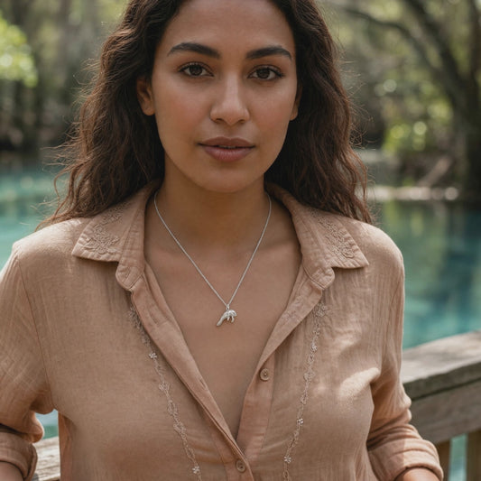 Manatee Necklace - Mini Sterling Collection - Sterling Silver on Cable Chain