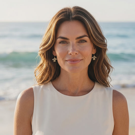 Turtle Drop Earrings – Ocean Traveler "Honu" Collection - Bronze