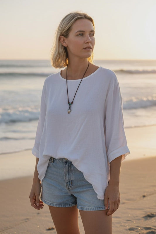 Whale Shark Necklace – Shoreline Collection - Bronze with Mykonos Beads on Cotton Cord