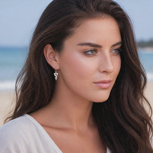 Line Arrow Drop Earrings – Cave Diving Collection - Sterling Silver