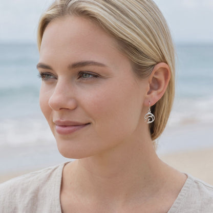 Dolphin Drop Earrings –  "Flipper" - Sterling Silver