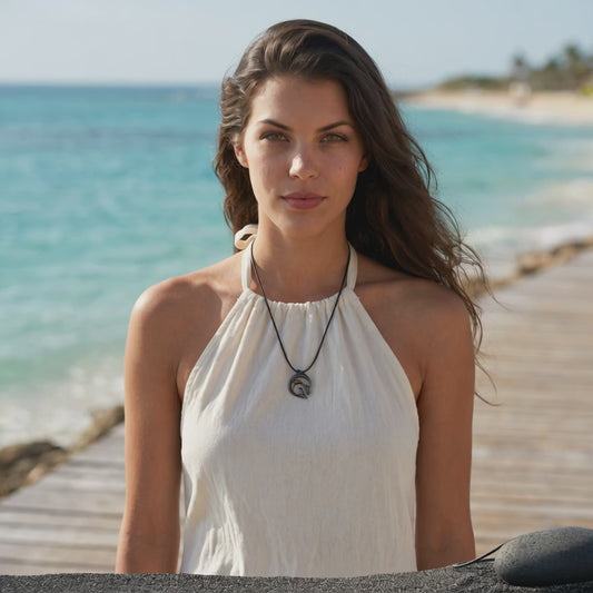 Dolphin Pendant Necklace – "Flipper" - Jet Black Finish on Black Cord
