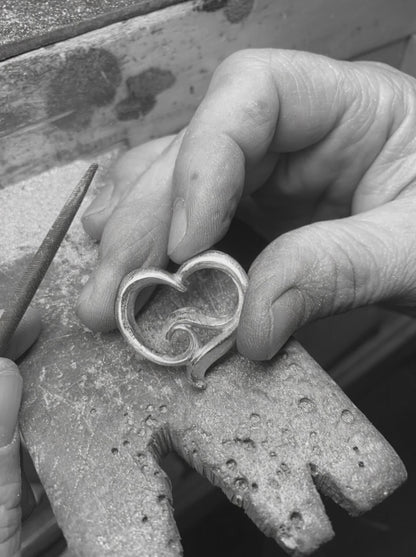 Pendant and Necklace – Ocean Wave Heart Collection – Bronze on Cord