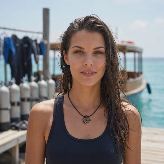 Shark Necklace – "Frenzy" - Jet Black Finish on black cord