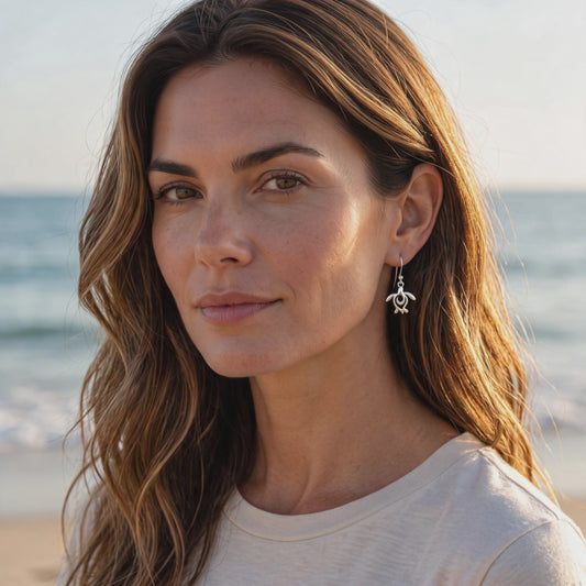 Turtle Drop Earrings – Ocean Traveler "Honu" Collection - Sterling Silver