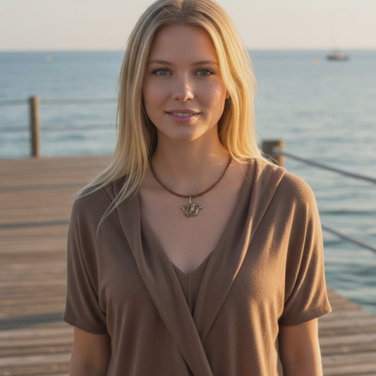 Stingray Cord Necklace - "Ray" - Bronze